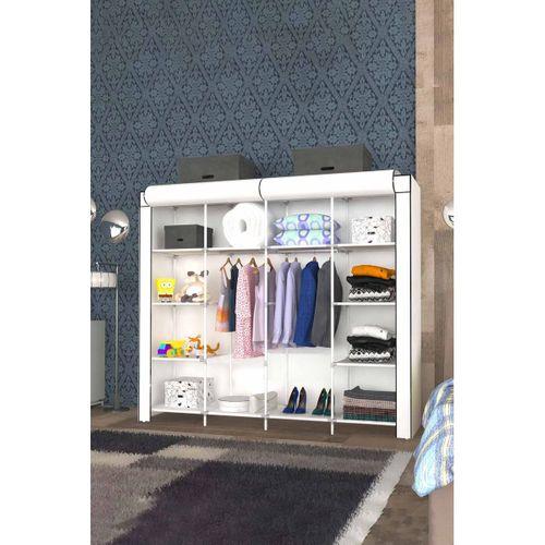 CimriKese Geniş Hacimli Raflı Askılı Bez Dolap Gardrop Beyaz