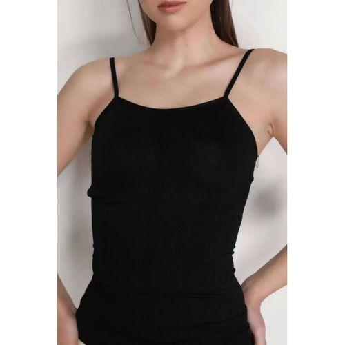 Elite Life Kadın Dikişsiz Ince Askılı Siyah Atlet 848