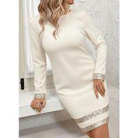 Kadın Uzun Kollu Bisiklet Yaka Mini Ithal Krep Elbise