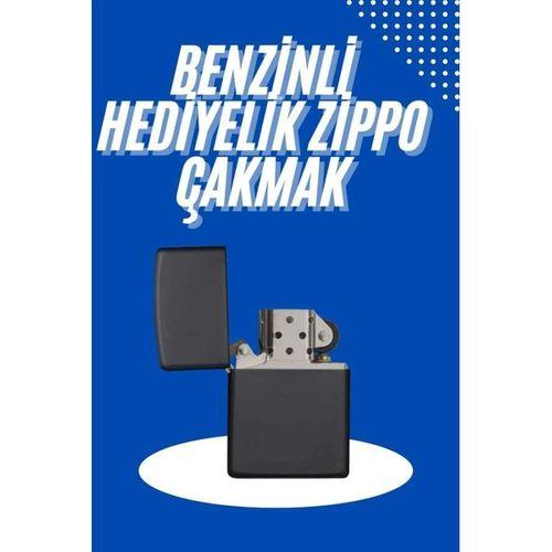 Doldurulabilir Siyah Benzinli Çakmak Metalik