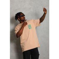 Erkek Baskılı T-Shirt Kısa Kol Bisiklet Yaka Regular Fit Rahat Kalıp Günlük Tişört - Bej