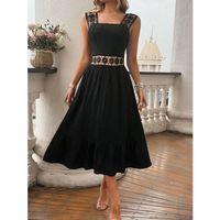 Kadın Askılı Ve Beli Dantel Detaylı Fırfırlı Uzun Bürümcük Elbise