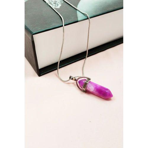 Pembe Akit Doğal Taşı Zincirli El Yapımı Tasarımlı Kolye Uç: 3,5 cm Zincir: 20 cm Kutulu