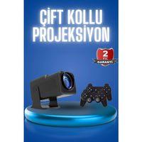 Android Projeksiyon Siyah Taşınabilir Sinema Projektörü 4k 1080p Ev Sineması Bluetooth