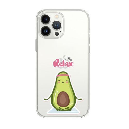 iPhone 13 Pro Relax Avokado Desenli Premium Silikonlu Şeffaf Telefon Kılıfı