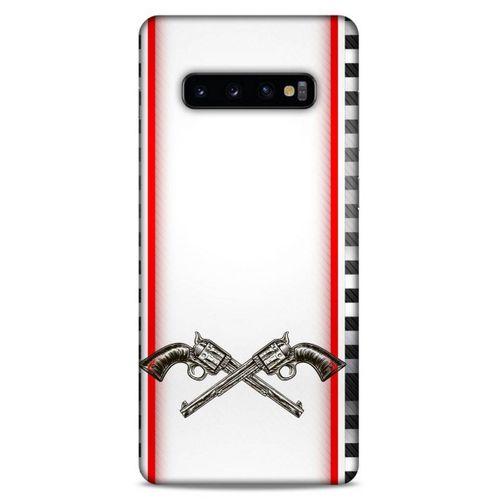 Lopard Samsung Galaxy S10 Plus Uyumlu Kılıf Tattoo's (28) Arka Kapak Tabanca Sövmesi