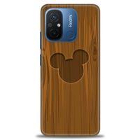Xiaomi Redmi 12C Kılıf HD Baskılı Kılıf - Ahşap Mickey + Tam Ekran Koruyucu