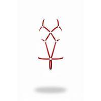 Kırmızı Body Harness Deri Metal Halkalı Vücut Aksesuarı - Brf240