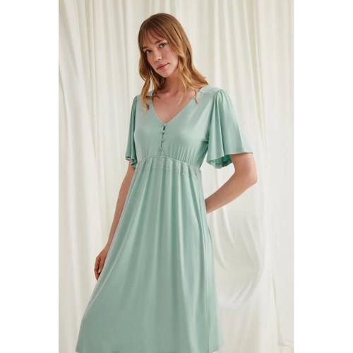 Dantelli Önü Düğmeli Hamile Lohusa Viskon Gecelik