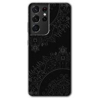 Potkal Hediye Fabrikası Samsung Galaxy S21 Ultra Kılıf HD Desen Baskılı Arka Kapak - Siyah Mandala