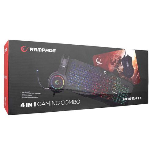 Rampage Km-404 Argentı Rainbow Aydınlatmalı Usb Gaming Combo Q Klavye + Kulaklık + Mouse + Mousepad
