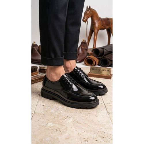 BA0237 Bağcıklı Rugan Klasik Yüksek Taban Casual Erkek Ayakkabı