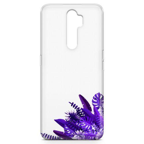 Oppo A9 2020 Kılıf Mor Yapraklar Arka Kapak Koruma Desenli Full Koruyucu