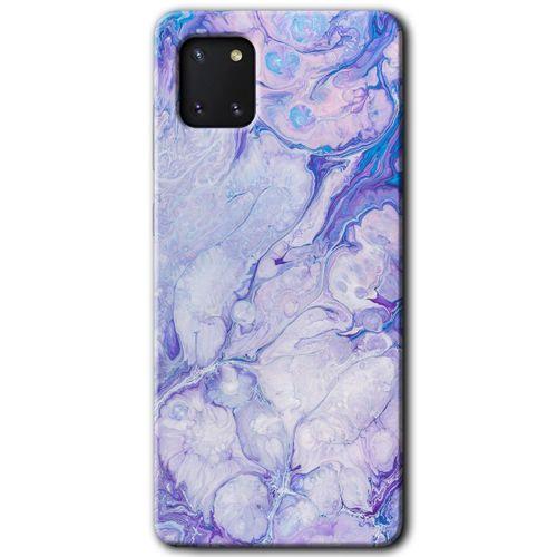 Samsung Galaxy A81 Kılıf HD Desen Baskılı Arka Kapak + Temperli Cam - Spots Lilac