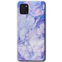 Samsung Galaxy A81 Kılıf HD Desen Baskılı Arka Kapak + Temperli Cam - Spots Lilac