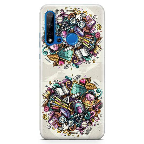 Huawei Nova 5i Kılıf Kırtasiye Malzemeleri Doodle Arka Kapak Koruma Desenli Full Koruyucu