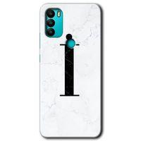 General Mobile GM 21 Plus Kılıf HD Desen Baskılı Arka Kapak - Beyaz Mermer Desenli İ Harfi