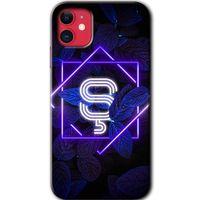 iPhone 11 Kılıf Kapak - Dark Neon Yaprak Ş Harfi +Hayalet Ekran Yandan Gözükmez