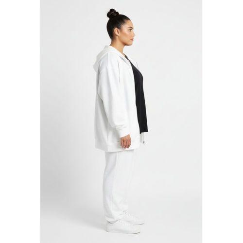 Kadın Büyük Beden Fermuarlı Kapüşonlu Sweatshirt Hırka - Rahat Kalıp SPR26BHR960