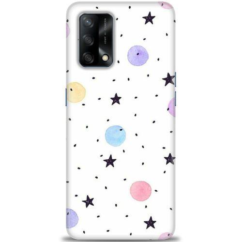 Oppo A74 Kılıf HD Baskılı Kılıf - Yıldız ve Daireler + Tam Ekran Koruyucu