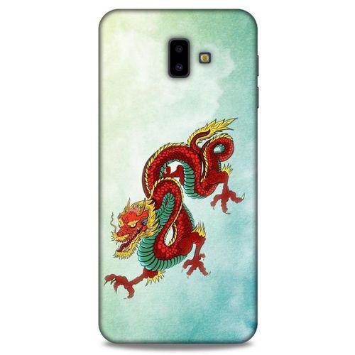 Samsung Galaxy J6 Plus Kılıf Dragons (25) Antişok Kapak Tatoo Sarı Kırmızı Ejderha
