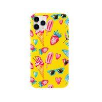 iPhone 11 Pro Summer Çilek Premium Sarı Lansman Silikonlu Kılıf