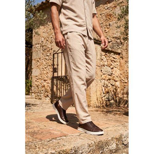 Calvert Tensel Pamuk Kumaş Çizgili Relaxed Fit Erkek Pantolon - Kum Beji