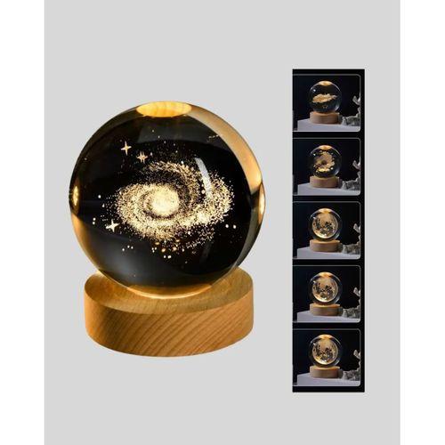 3d Samanyolu Galaksi Kristal Küre Usb Led Işıklı Ahşap Standlı Gece Lambası