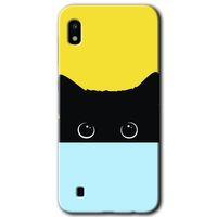 Samsung Galaxy A10 Kılıf Baskılı Kapak - Kara-Kedi +Tam Ekran Koruyucu