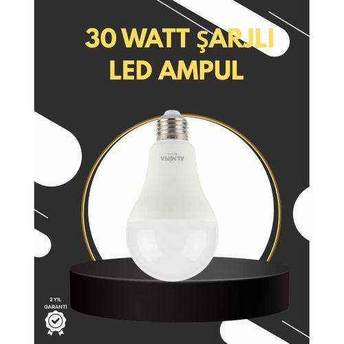 Acil Durumlar İçin Şarjlı Led Ampul 6400k Soğuk Beyaz 30 Watt