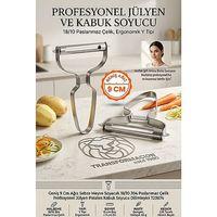 Geniş 9 Cm Ağız Sebze Meyve Soyacak  18/10 304 Paslanmaz Çelik Profesyonel  Jülyen Patates Kabuk Soyucu Dilimleyici  723674