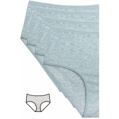 4'lü Yeni Seri Renkli Yüksek Bel Fitilli Ribana Bato Külot Yeşil