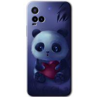 Vivo Y21 Kılıf HD Desen Baskılı Arka Kapak+Temperli Cam - Bebek Panda
