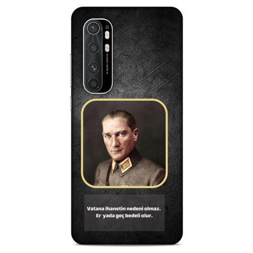 Xiaomi Mi Note 10 Lite Kılıf Atatürk (3) Kapak Antrasit