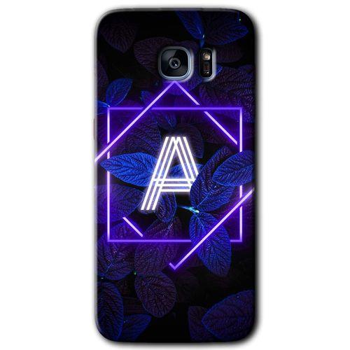 Potkal Hediye Fabrikası Samsung Galaxy S7 Edge Kılıf HD Desen Baskılı Arka Kapak - Dark Neon Yaprak A Harfi