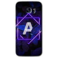 Potkal Hediye Fabrikası Samsung Galaxy S7 Edge Kılıf HD Desen Baskılı Arka Kapak - Dark Neon Yaprak A Harfi