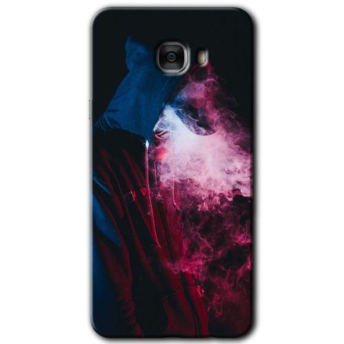 Galaxy C7 Kılıf HD Desen Baskılı Arka Kapak - Smoke-Man + Kırılmaz Cam