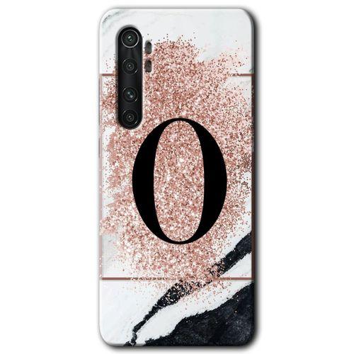 Xiaomi Mi Note 10 Lite Kılıf HD Desen Baskılı Arka Kapak - Pembe Mermer Desenli O Harfi