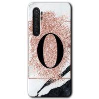 Xiaomi Mi Note 10 Lite Kılıf HD Desen Baskılı Arka Kapak - Pembe Mermer Desenli O Harfi