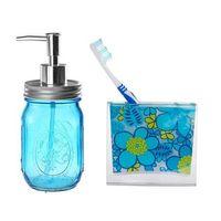 Sivi Sabunluk Diş Firçalik 2 Li Banyo Seti,Mavi