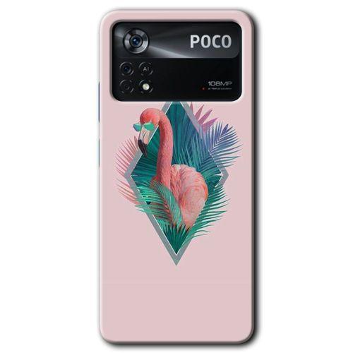 Xiaomi Poco x4 Pro HD Baskılı Kılıf + 9D Tam Ekran Koruyucu - Flamingo