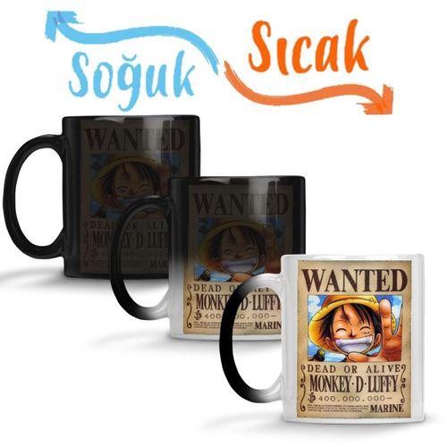 One Piece Wanted Luffy Sihirli Kupa Bardak Porselen