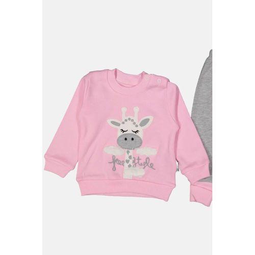 Zürafa Nakışlı % 100 Pamuk Kız Bebek Takımı