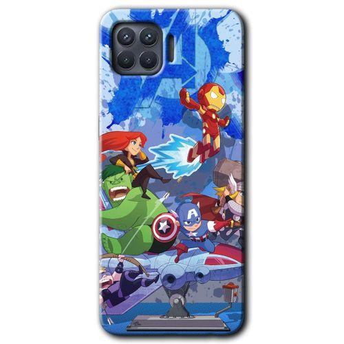 MRCİLETİSİM Oppo Reno 4 Lite Kılıf Kapak - Avengers Cartoon +Hayalet Ekran Yandan Gözükmez