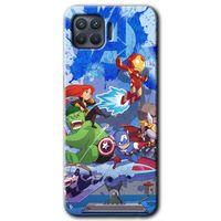 MRCİLETİSİM Oppo Reno 4 Lite Kılıf Kapak - Avengers Cartoon +Hayalet Ekran Yandan Gözükmez
