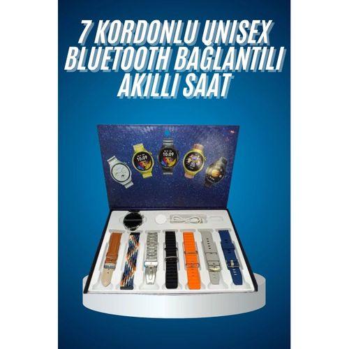 Unısex Yuvarlak Ekranlı 7 Kordonlu Akıllı Saat Gps Destekli Çoklu Kordon Seçeneği