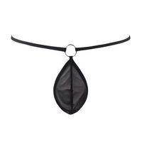 Siyah Transparan Halkalı Tül Erkek String Seksi Erkek İç Çamaşırı