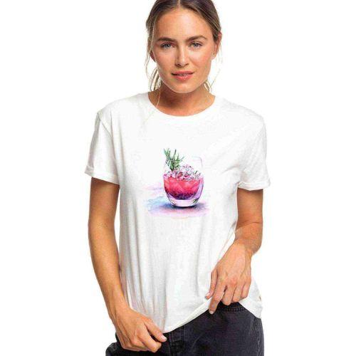 Watercolor Cocktail Kadın Beyaz Tshirt