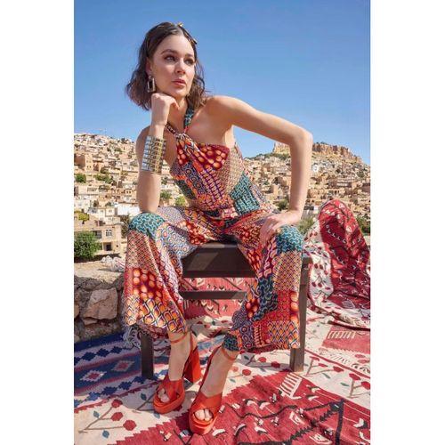 Etnik Desenli Saten Tulum