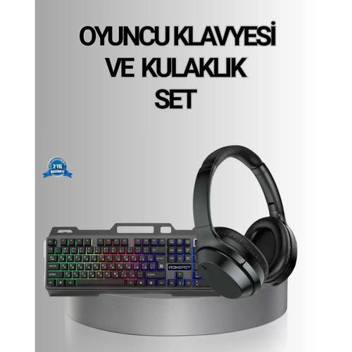 Işıklı Klavye Mouse Ve Bluetooth Kulaklık Seti Türkçe Q Usb